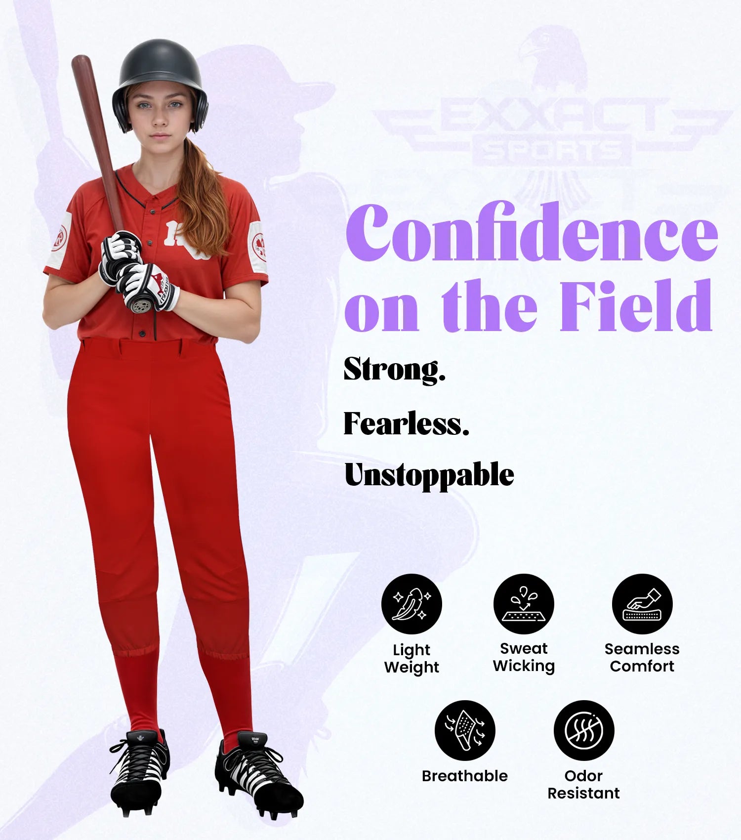 Yoga/Knicker Style Softball Pants For Women (Red)