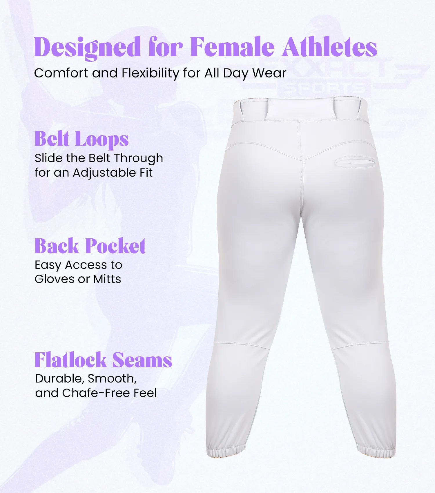 Yoga/Knicker Style Softball Pants For Women (White)