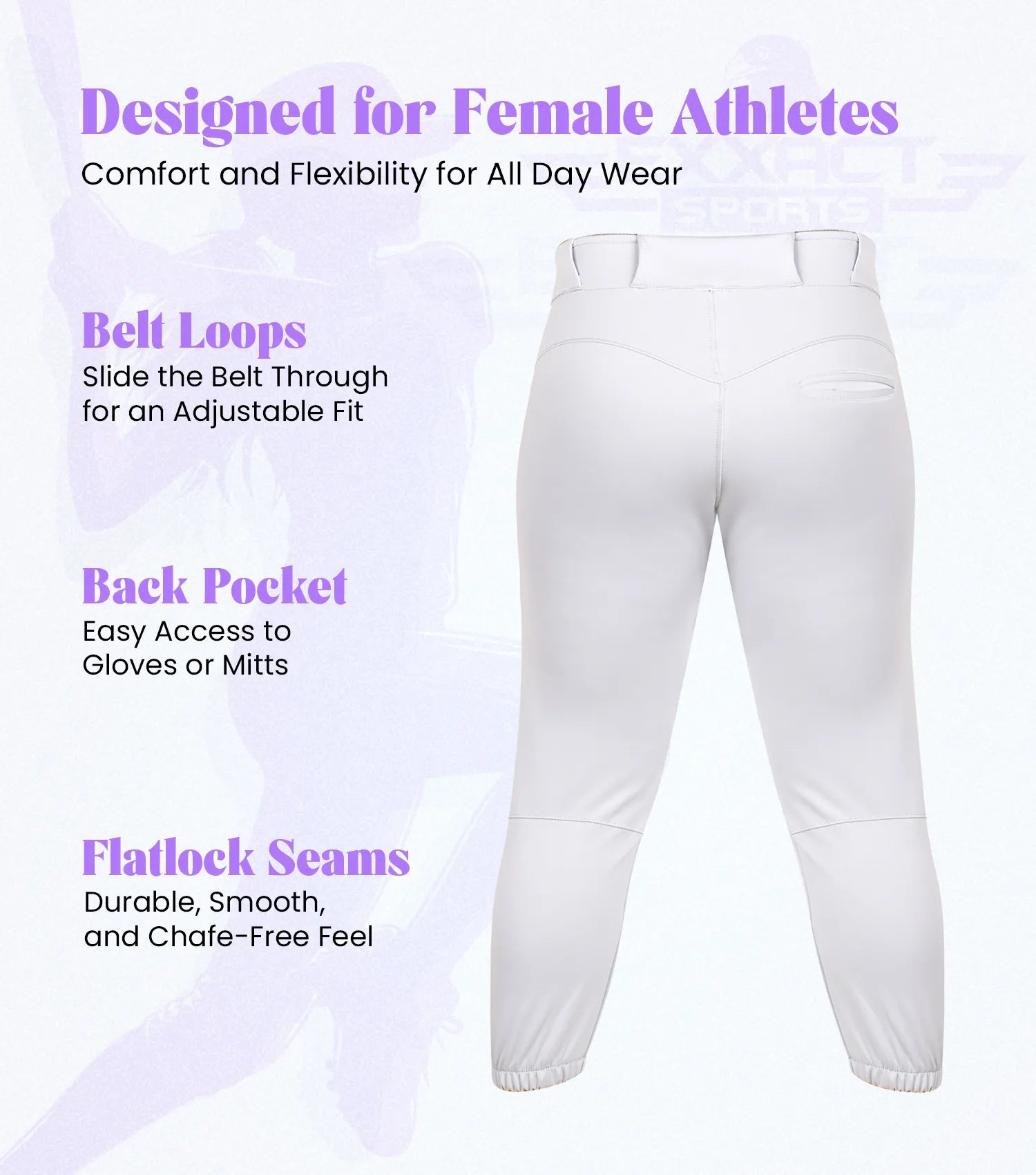 Yoga/Knicker Style Softball Pants For Women (White/Navy)