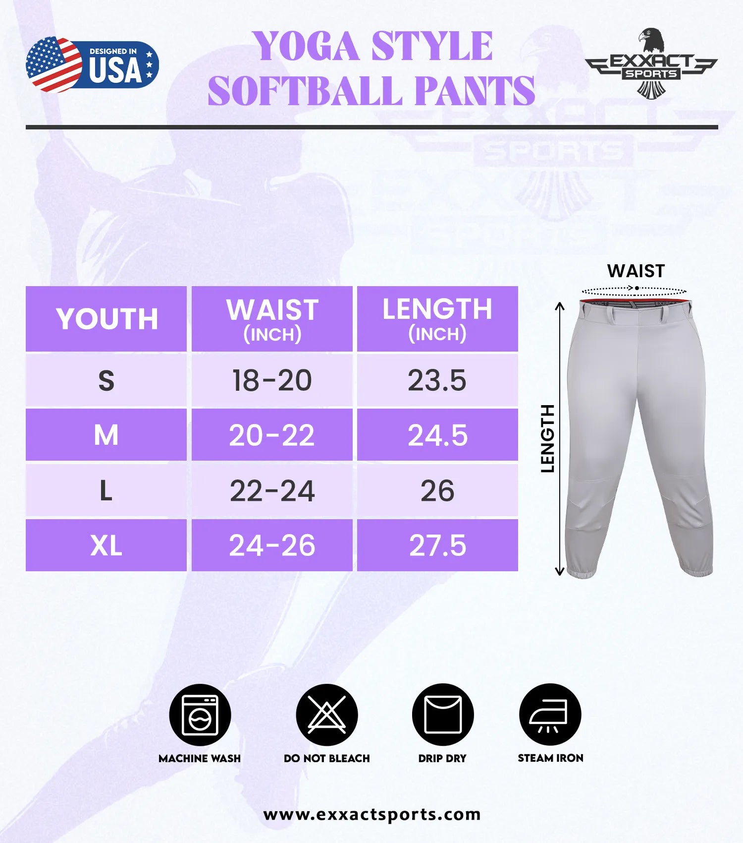 Knicker/Yoga Style Softball Pants, For Girls (Youth) | exxactsports