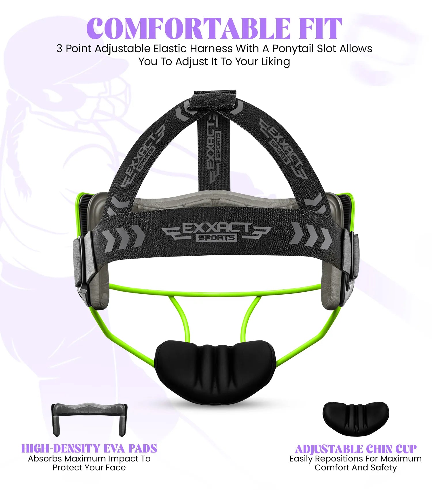Lightweight Softball Face Mask, Protective Fielders Neon Green