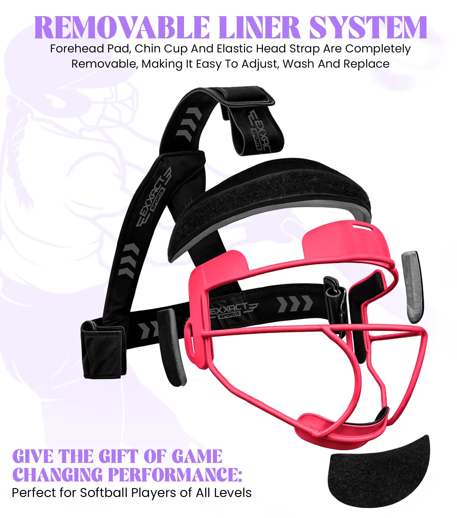 Softball Face Mask (Pink) | Impact Resistant Protection | Exxact