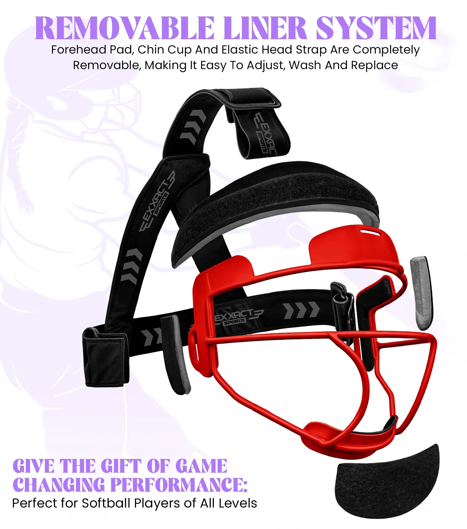 ☆【MLB】☆WOMEN'S HEART BASEBALL NECK LIGHTWEIGHT PADDIN.G Lightweight Softball Face Mask, Protective Fielders Mask Red