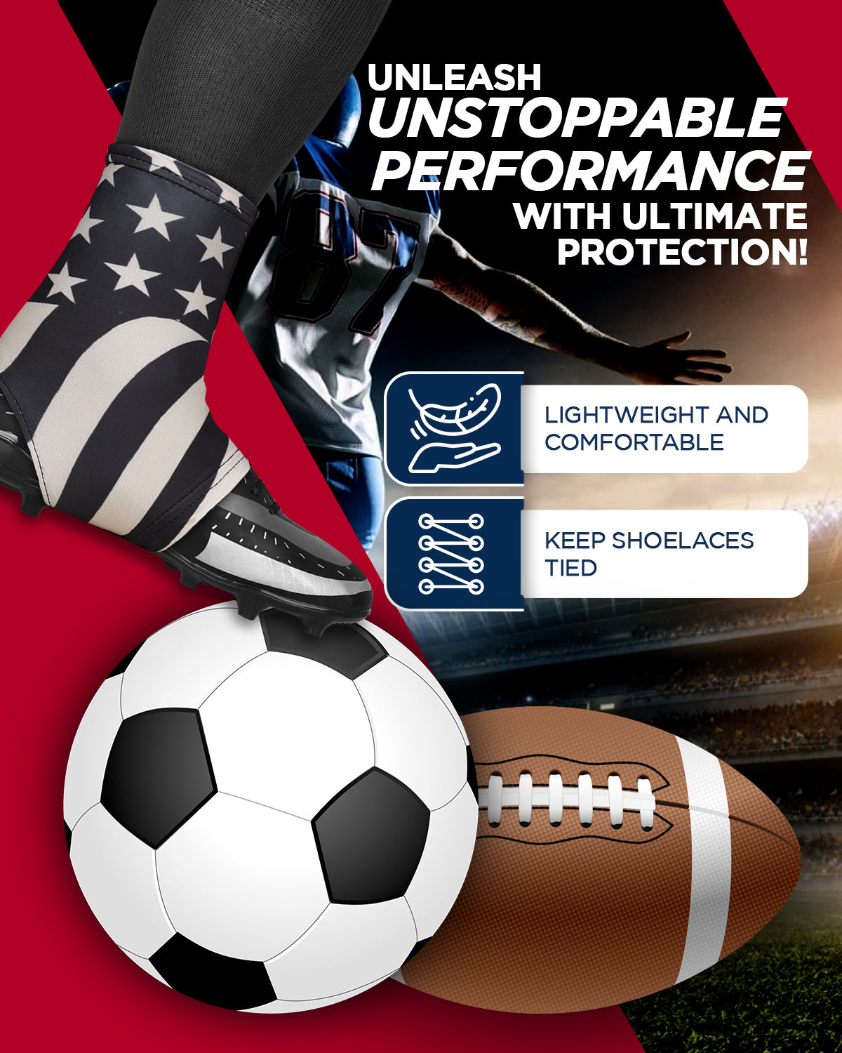 Spats Cleat Men & Boys Football Covers V Gold Flag