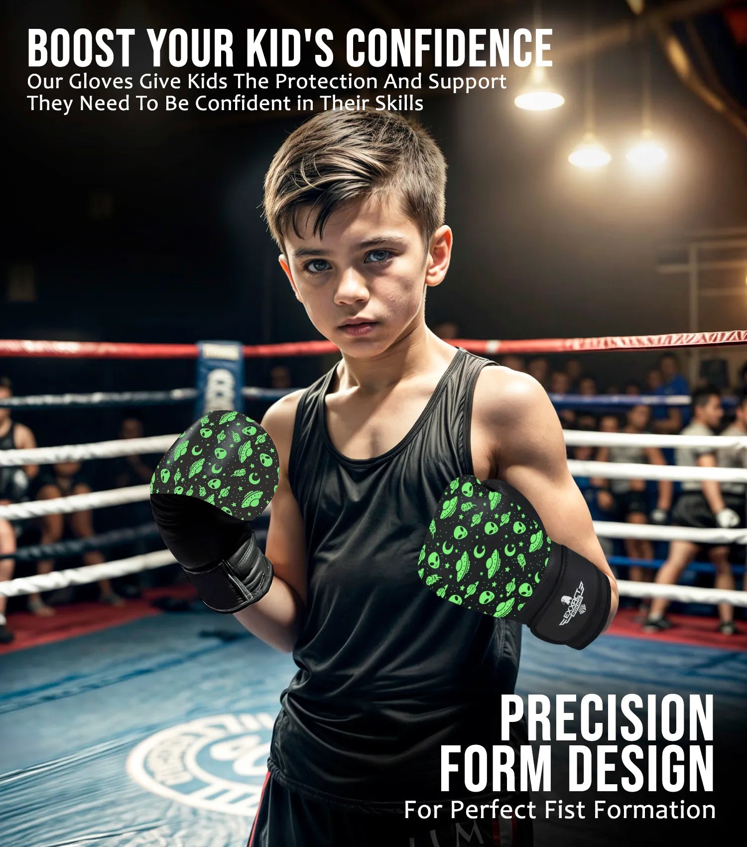 Kids Printed Knockout Boxing Gloves with Padded Protection Alien