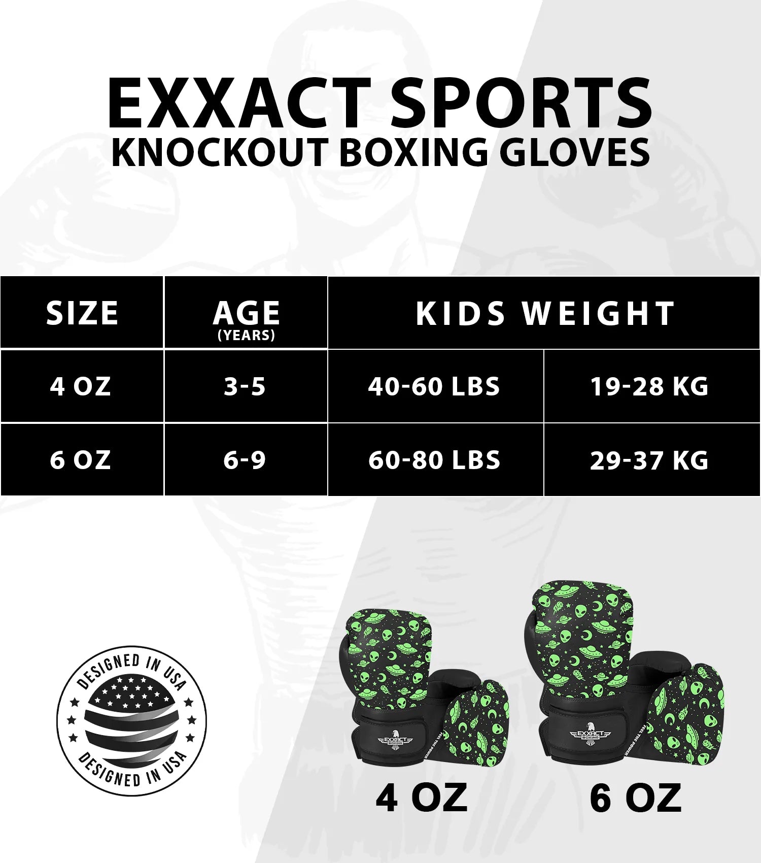 Kids Printed Knockout Boxing Gloves with Padded Protection Alien