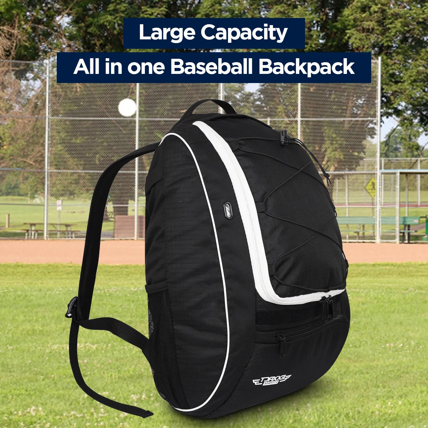 Black Baseball Bat Bag with Seperate Cleats Compartment