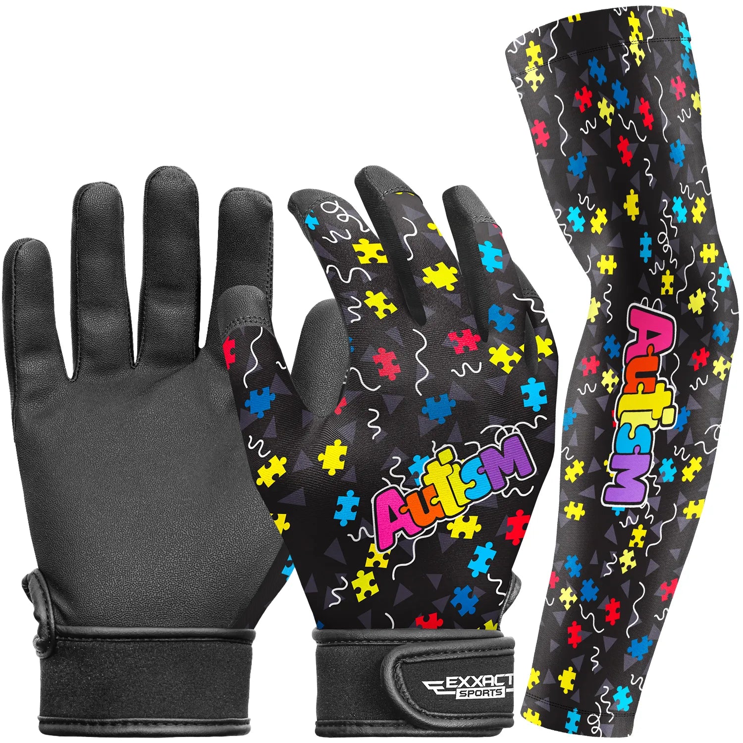 Kids Baseball Batting Gloves with Arm Sleeve Autism