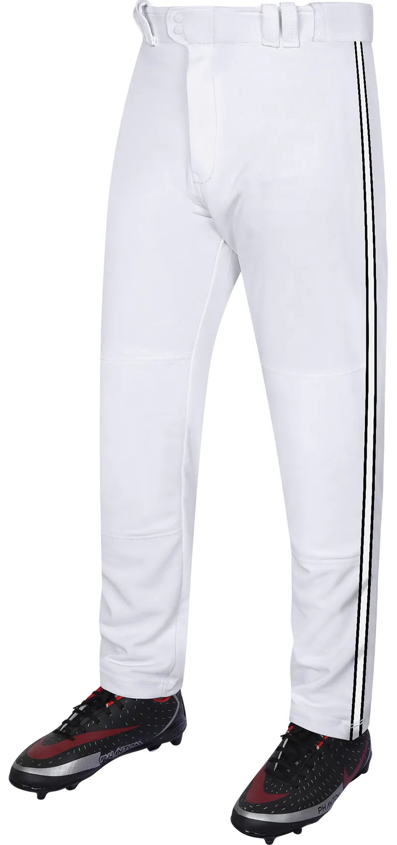 Proline Adult Full Length Baseball Pants with Stripes White