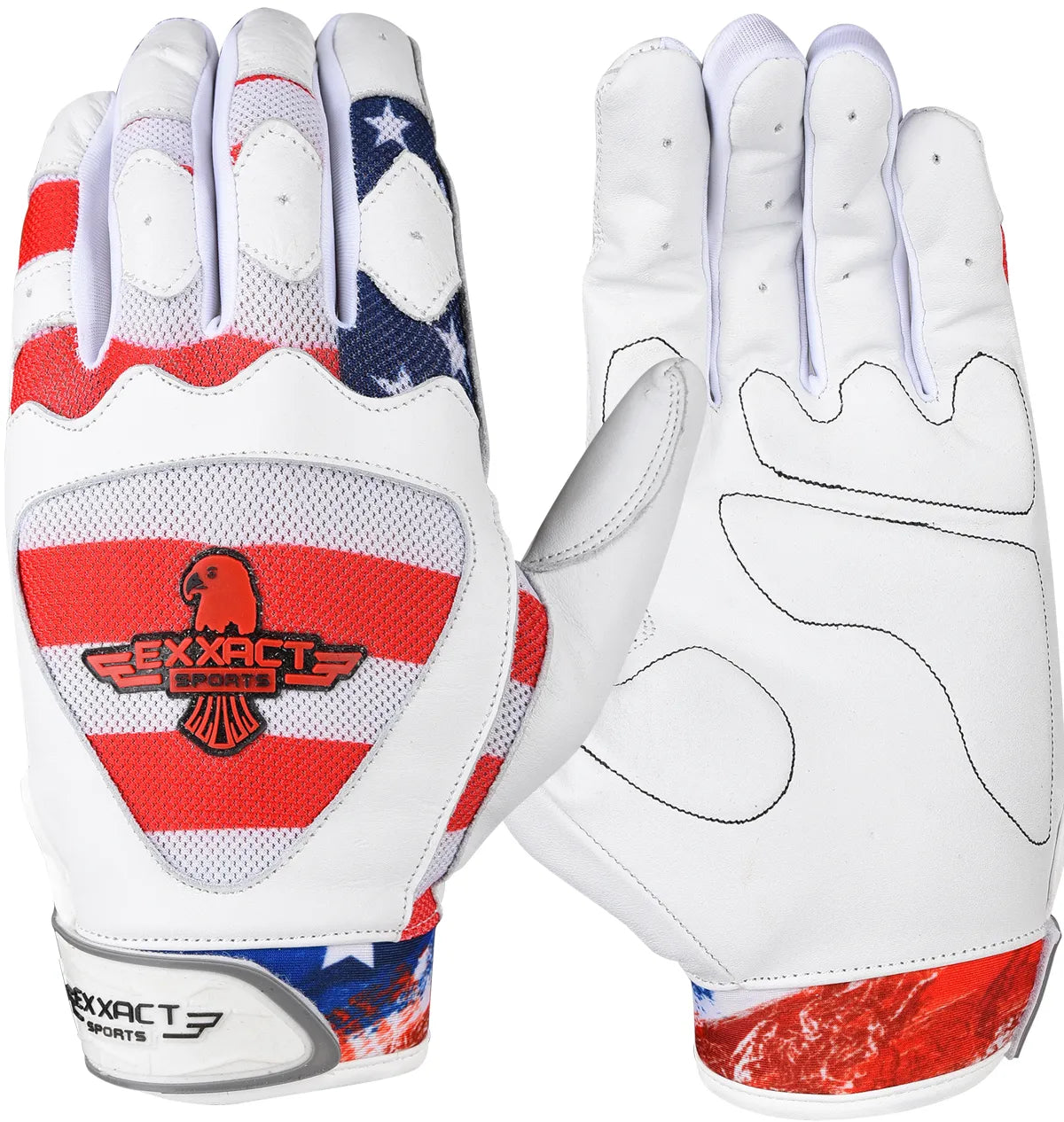 Padded Baseball Batting Gloves for Men & Women (USA Flag)