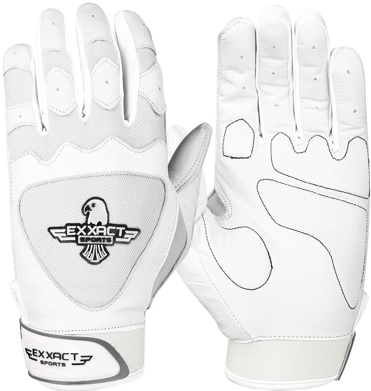 Padded Baseball Batting Gloves for Men & Women (White)