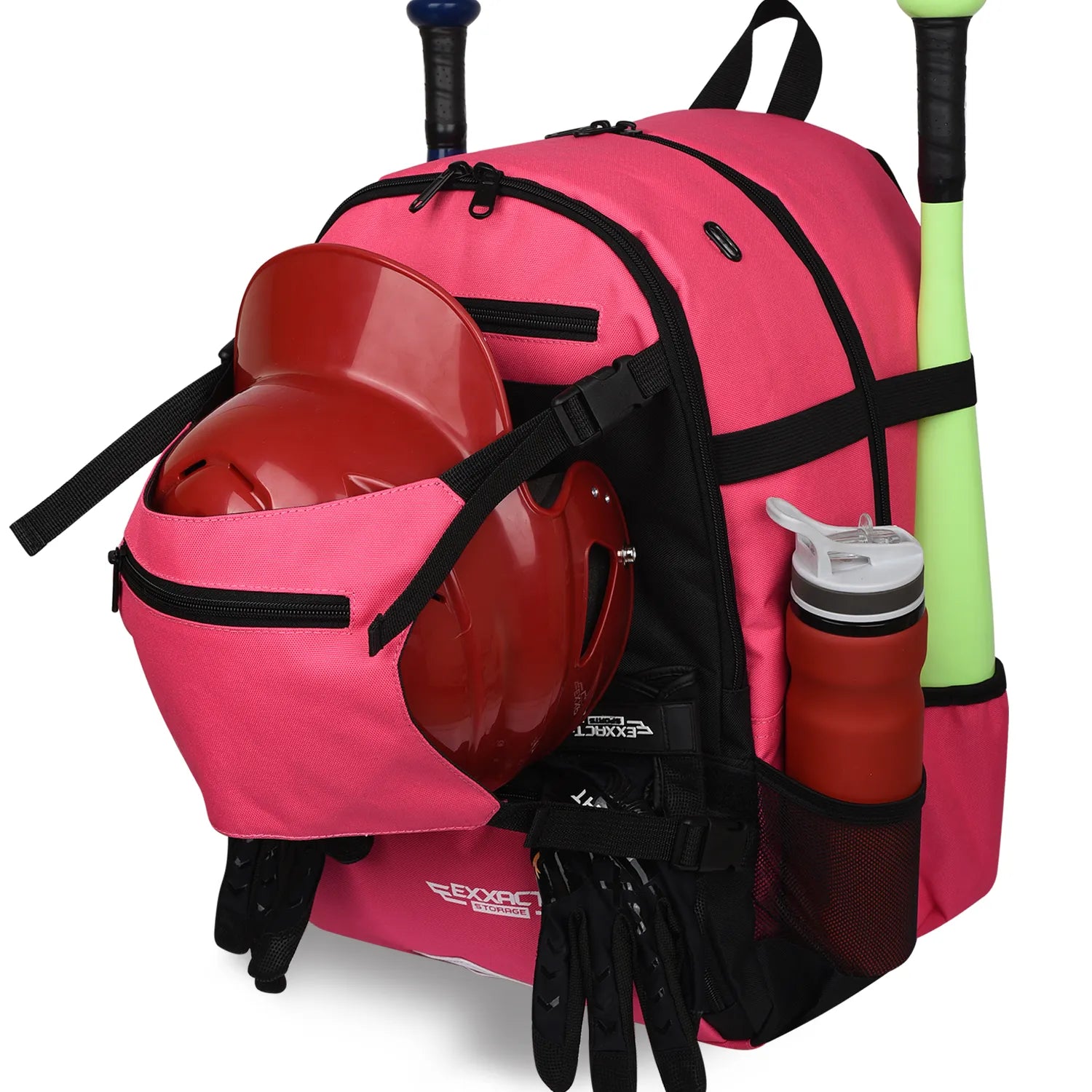 Pink Baseball Bag with Helmet Holder and Seperate Cleats Compartment