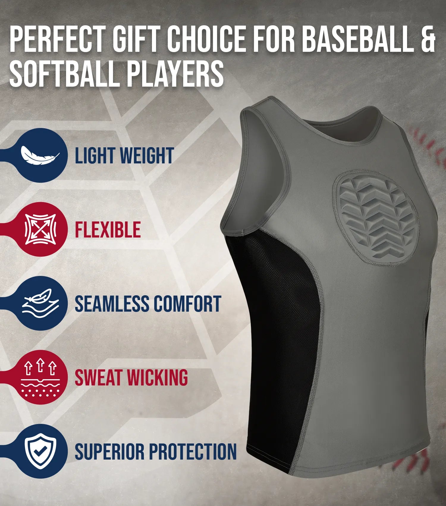 Tank Top Boys Baseball Chest Protector White