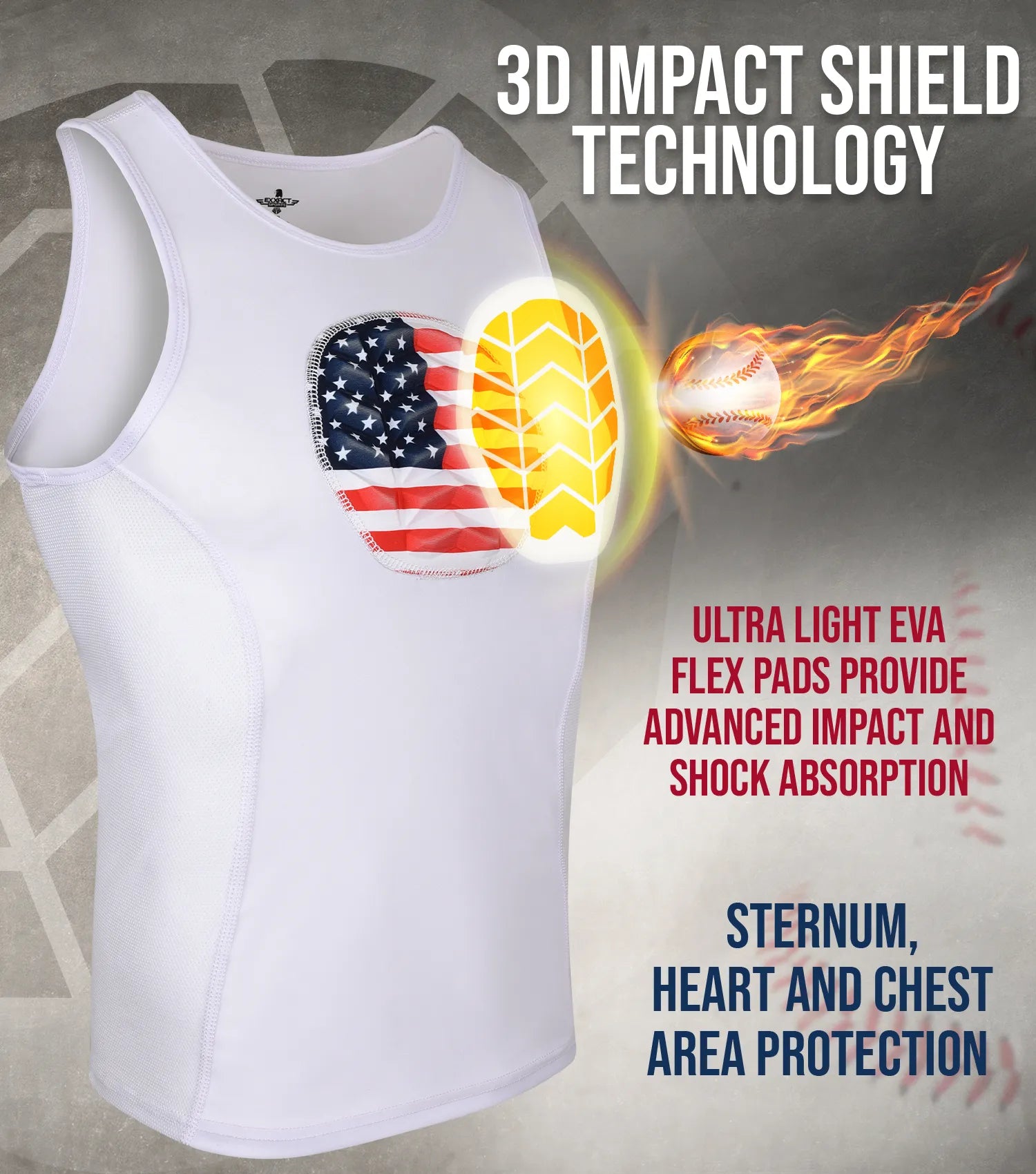 Tank Top Boys Baseball Chest Protector White