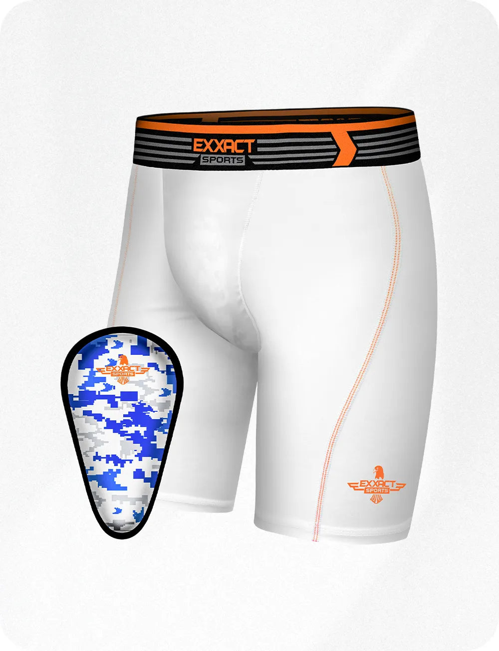 Men's compression shorts with soft athletic cup White (adult)