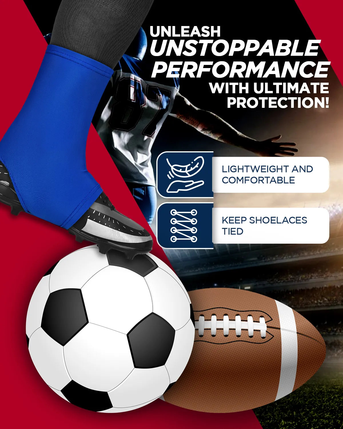 Spats Cleat Men & Boys Football Covers Royal blue