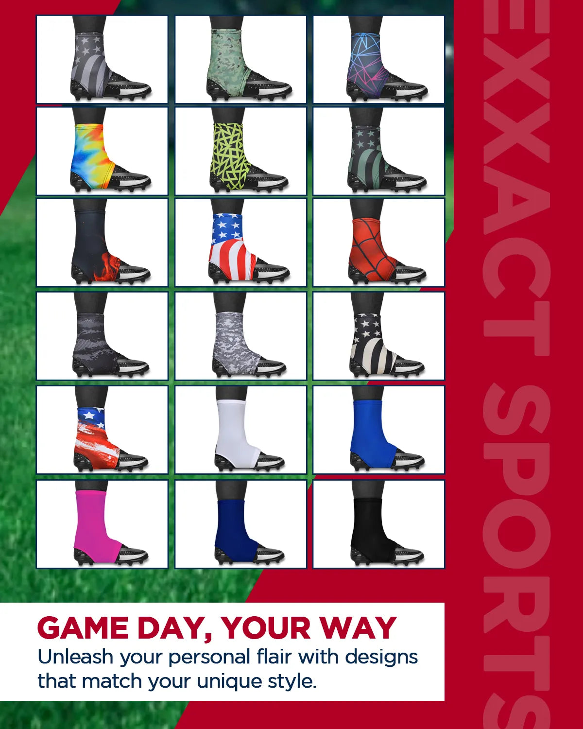 Spats Cleat Men & Boys Football Covers Grey Flag