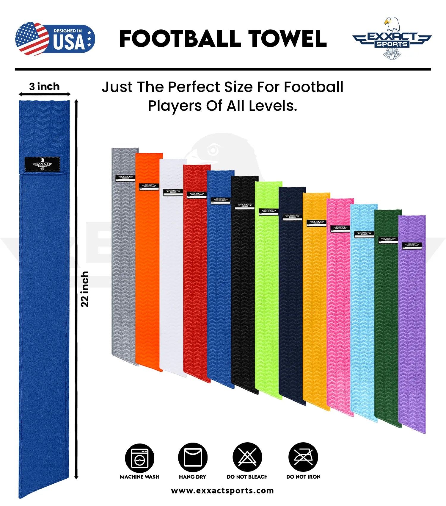 Streamer Football Towel with Hook & Loop Fastener (Navy) | Exxact