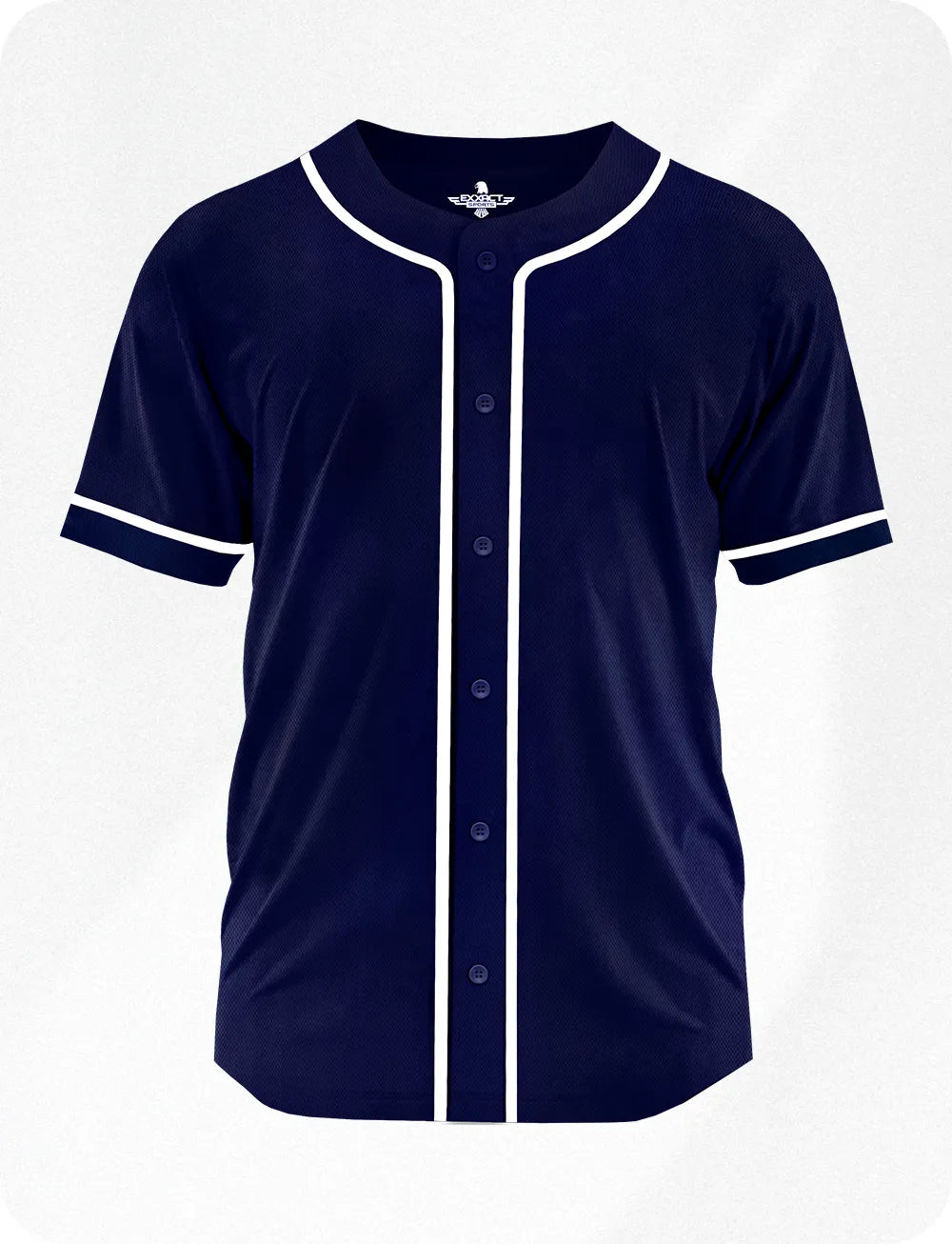 Baseball Jersey Button Down Plain Men, Women Navy (Adult)