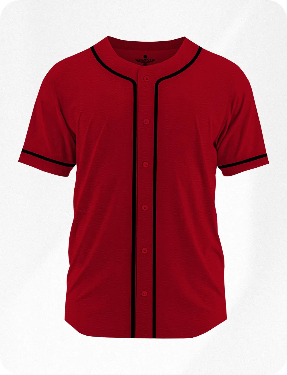 Baseball Jersey Button Down Plain Men, Women Red (Adult)