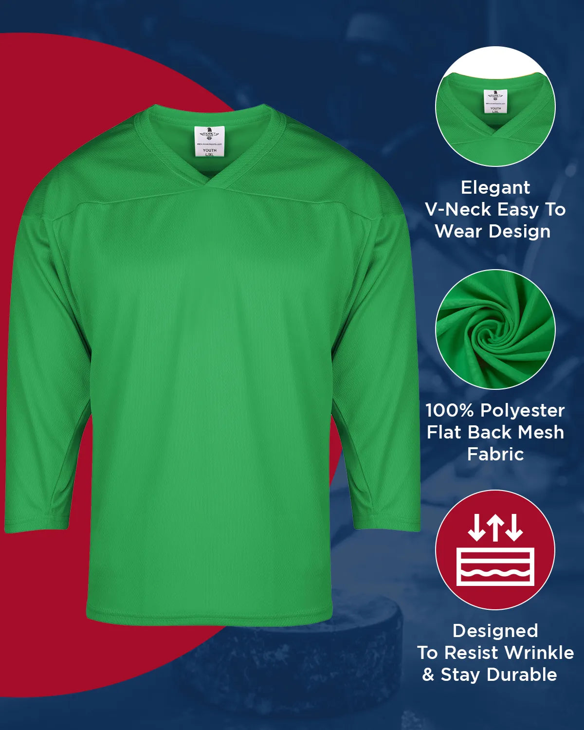 Men's Green Hockey Practice Jerseys (Adult)