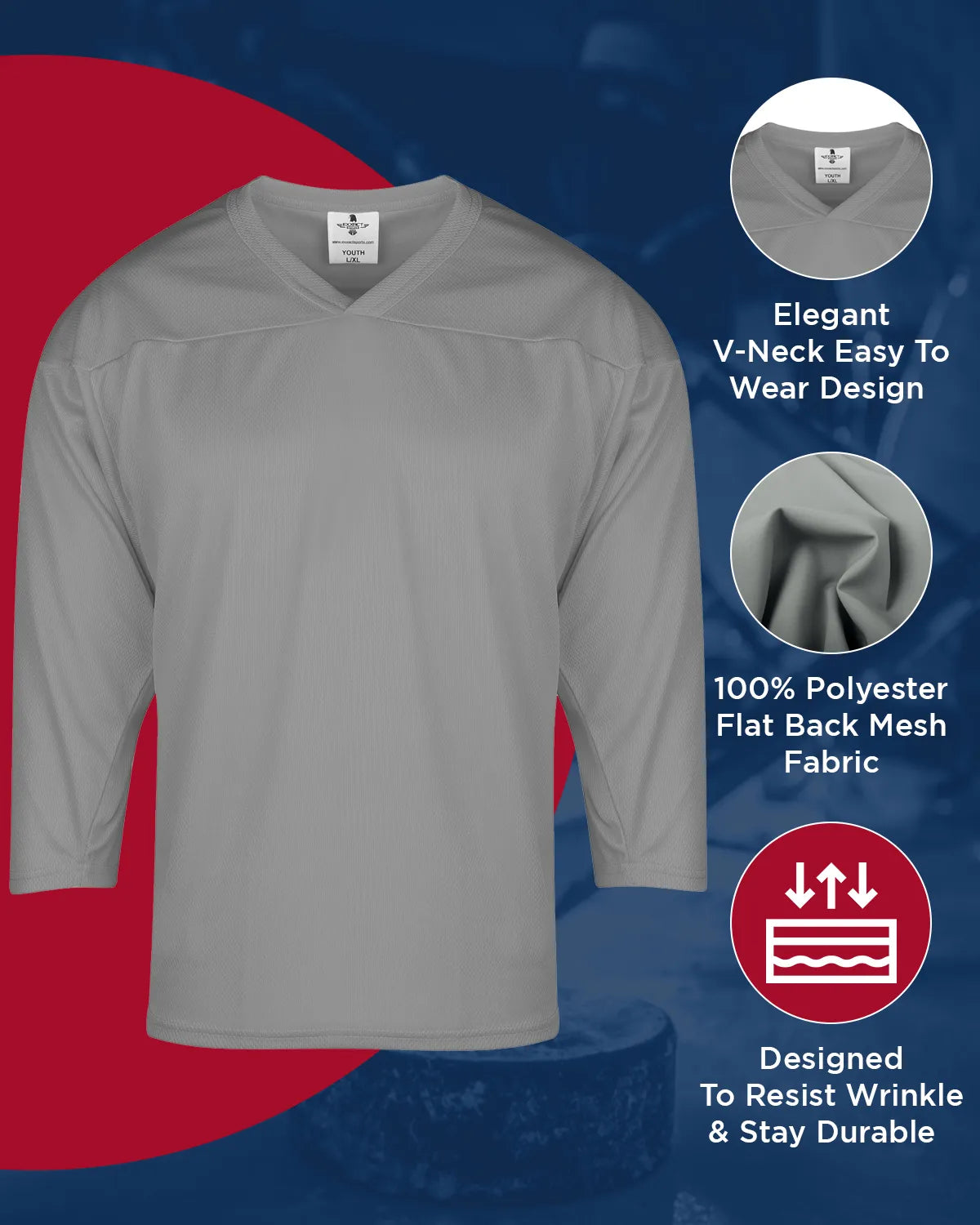 Men's Silver Hockey Practice Jerseys (Adult)