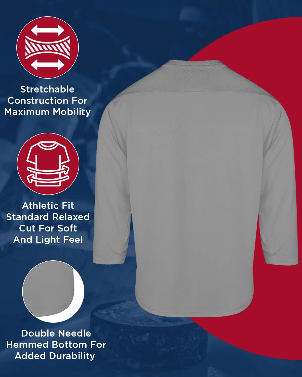 Men's Silver Hockey Practice Jerseys (Adult)