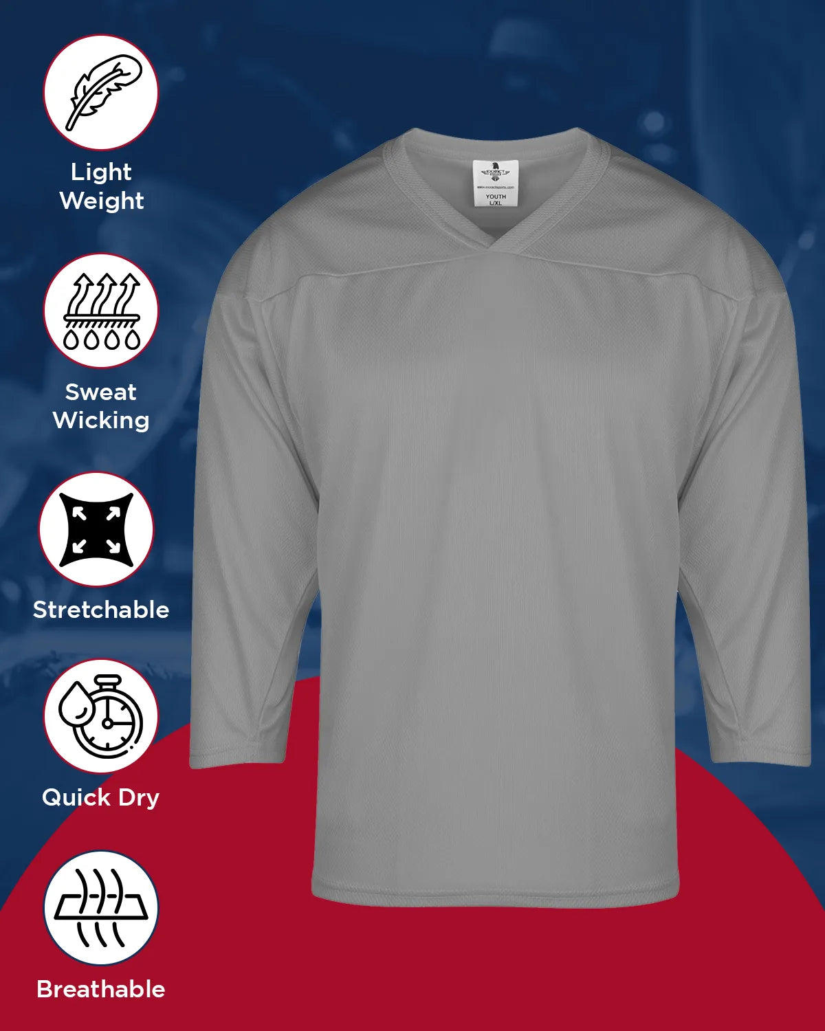 Men's Silver Hockey Practice Jerseys (Adult)