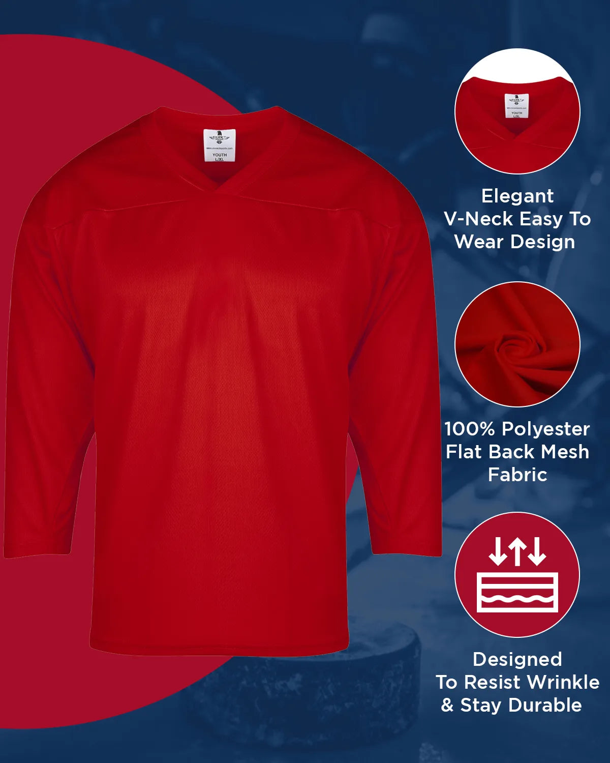 Men's Red Hockey Practice Jerseys (Adult)