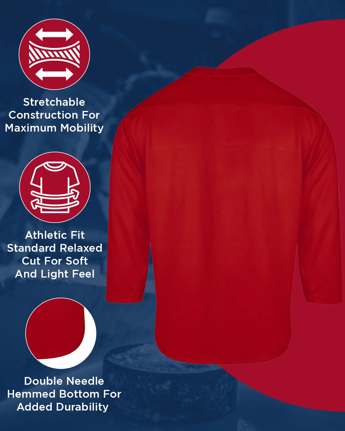 Men's Red Hockey Practice Jerseys (Adult)