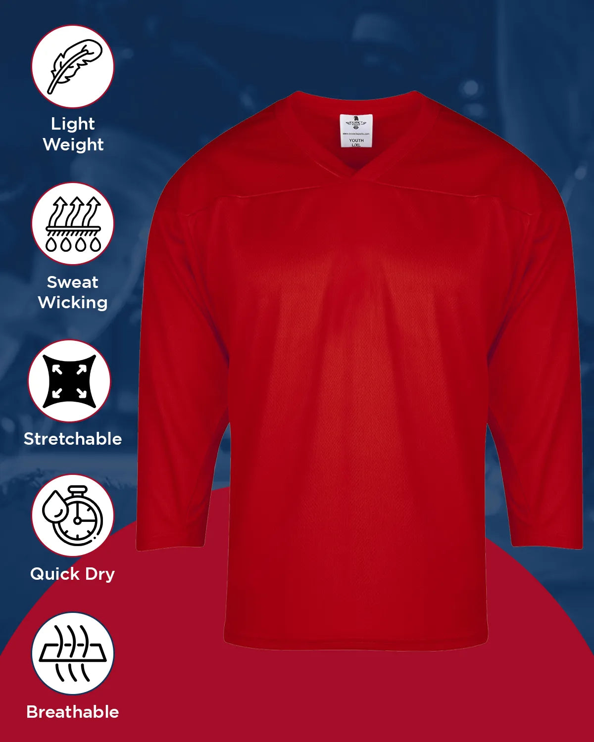 Men's Red Hockey Practice Jerseys (Adult)