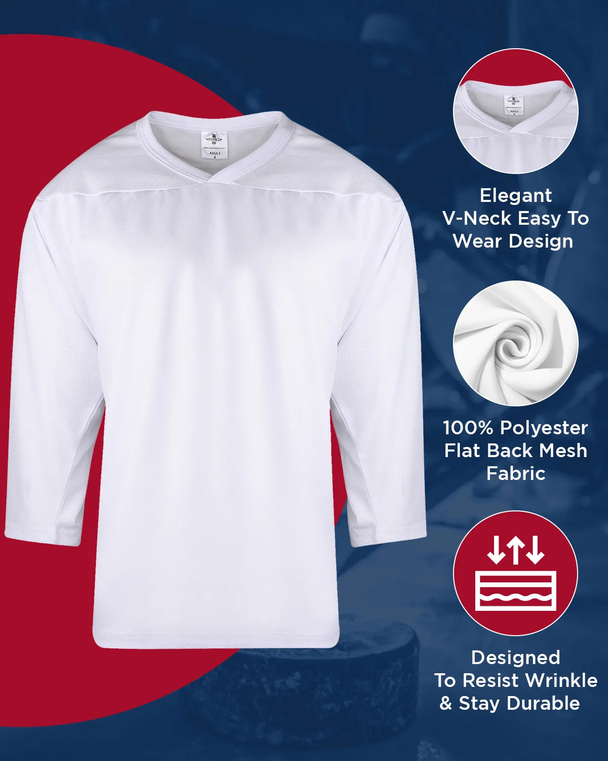 Men's White Hockey Practice Jerseys (Adult)