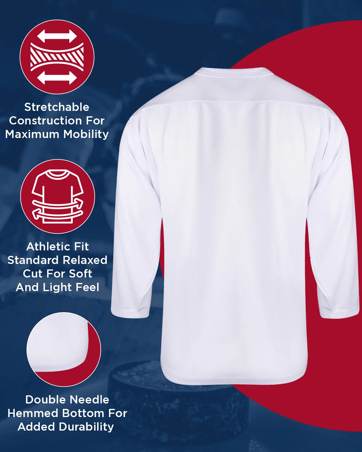 Men's White Hockey Practice Jerseys (Adult)