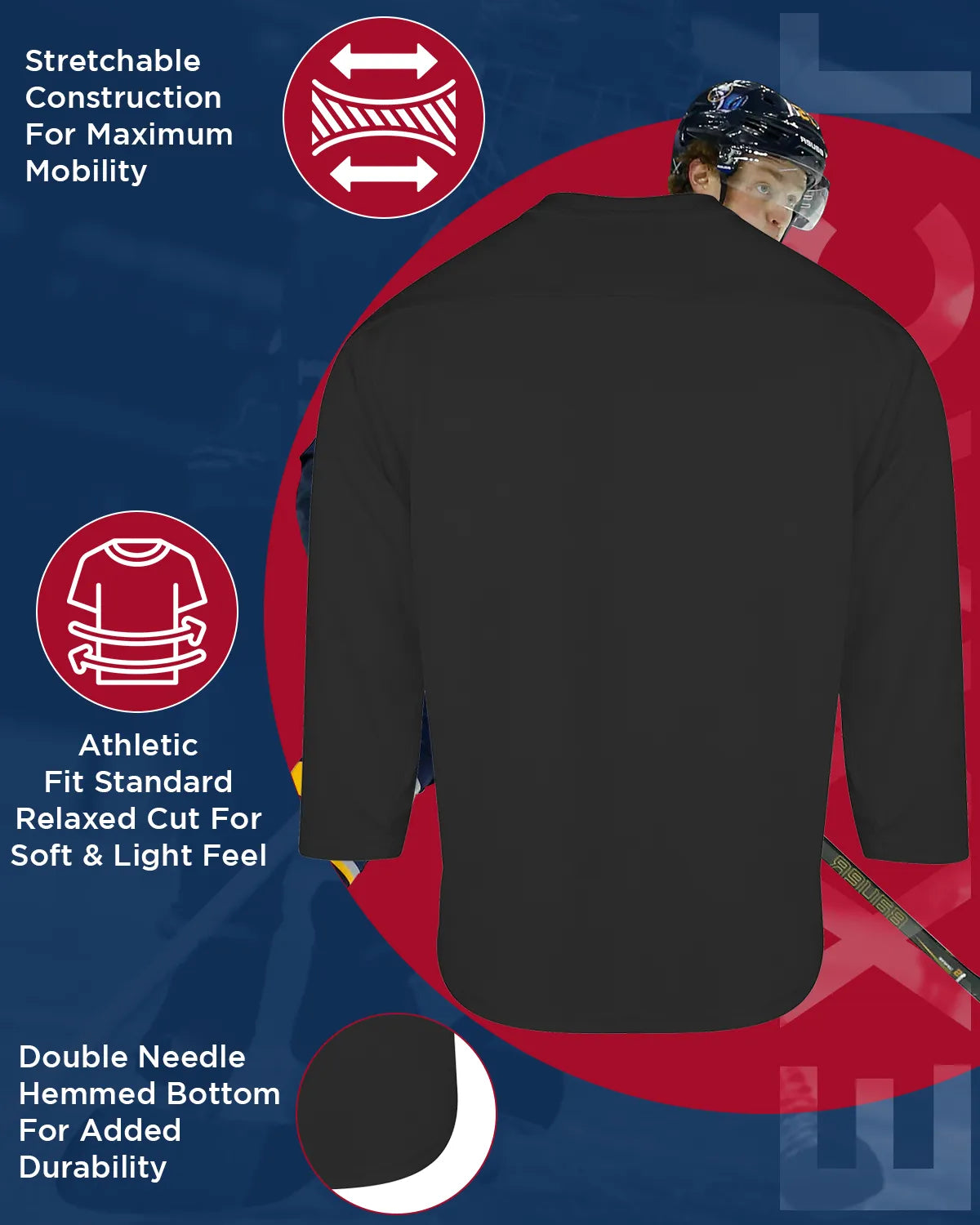 Boys Black Hockey Practice Jersey (Youth)