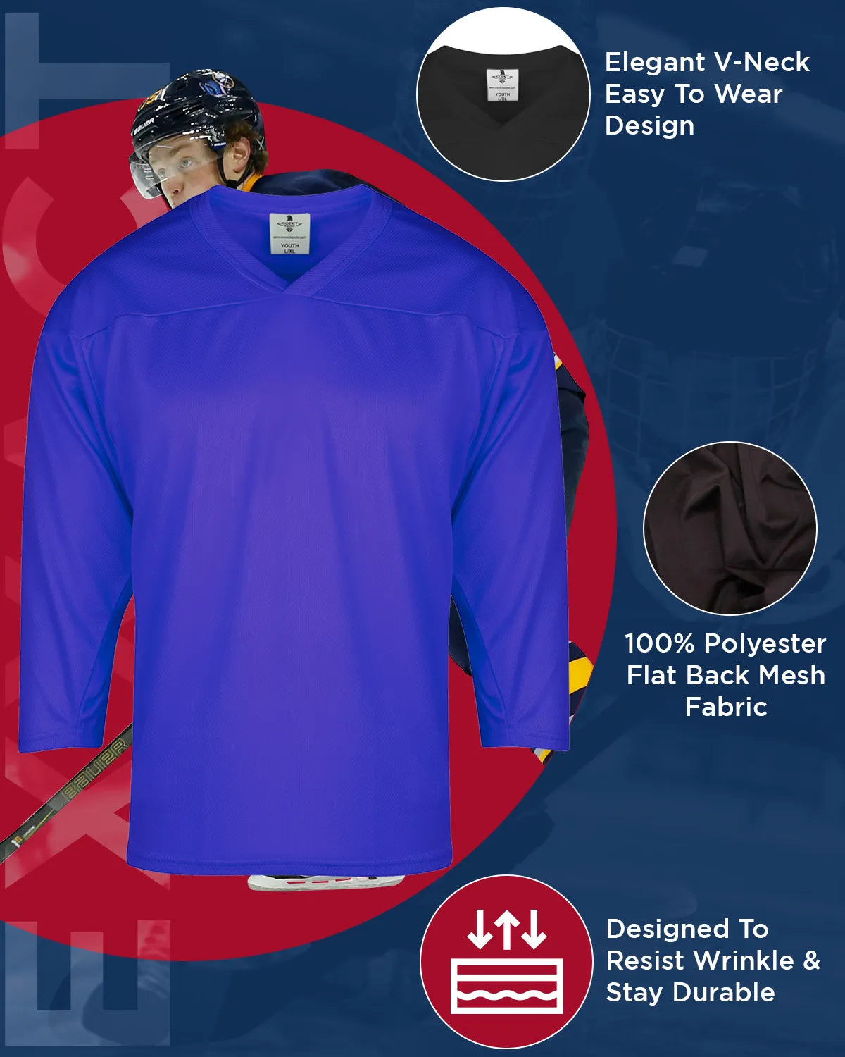 Boys Royal Blue Hockey Practice Jersey (Youth)