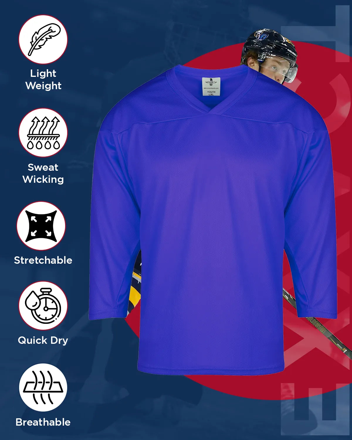 Boys Royal Blue Hockey Practice Jersey (Youth)