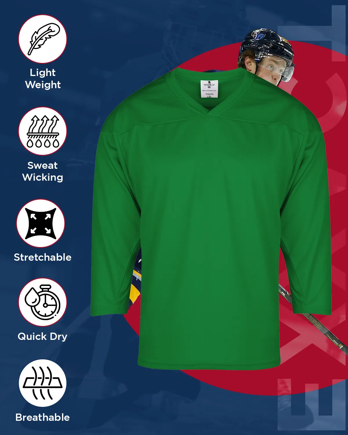 Boys Dark Green Hockey Practice Jersey (Youth)