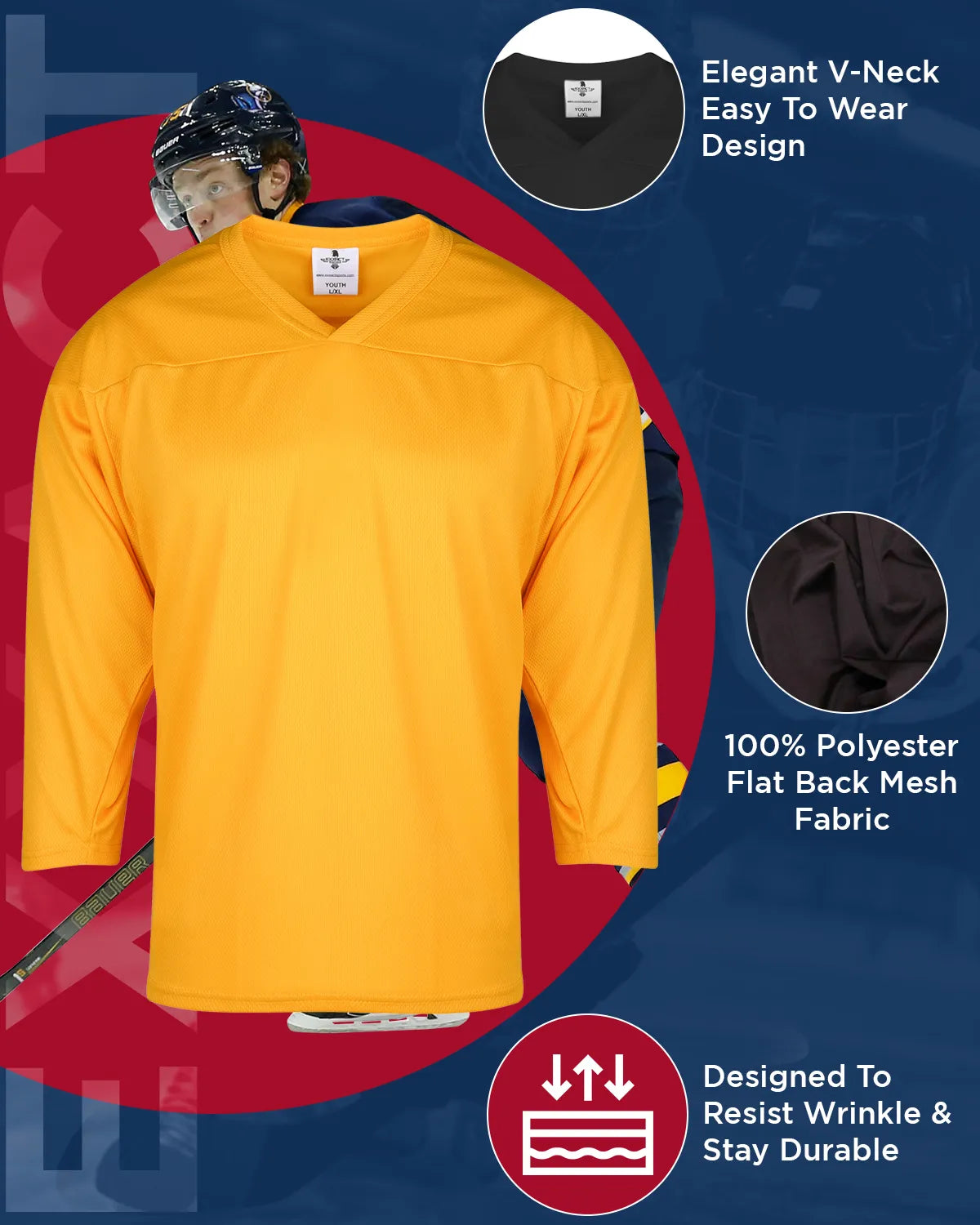 Boys Gold Hockey Practice Jersey (Youth)