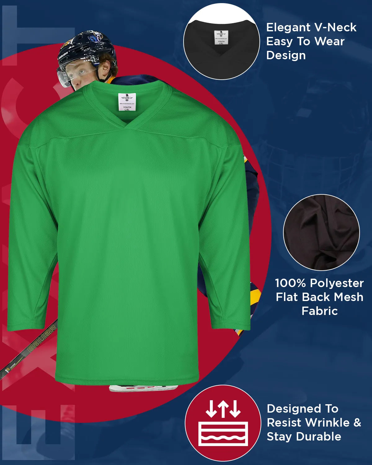 Boys Green Hockey Practice Jersey (Youth)