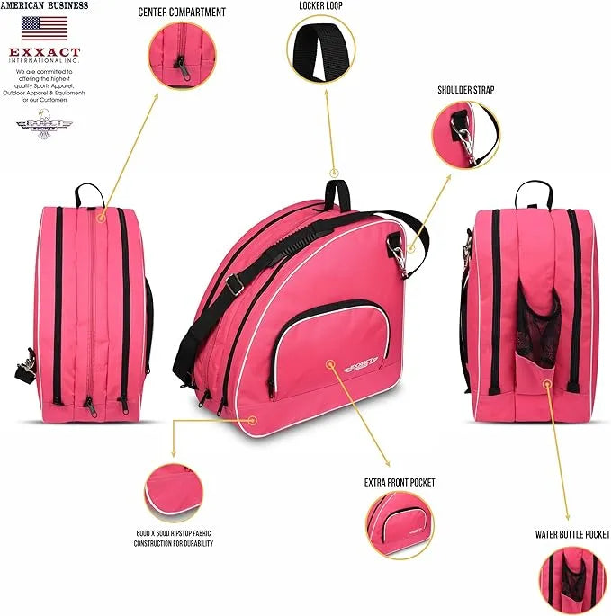 Pink Ice Skate Bag with Adjustable Shoulder Strap