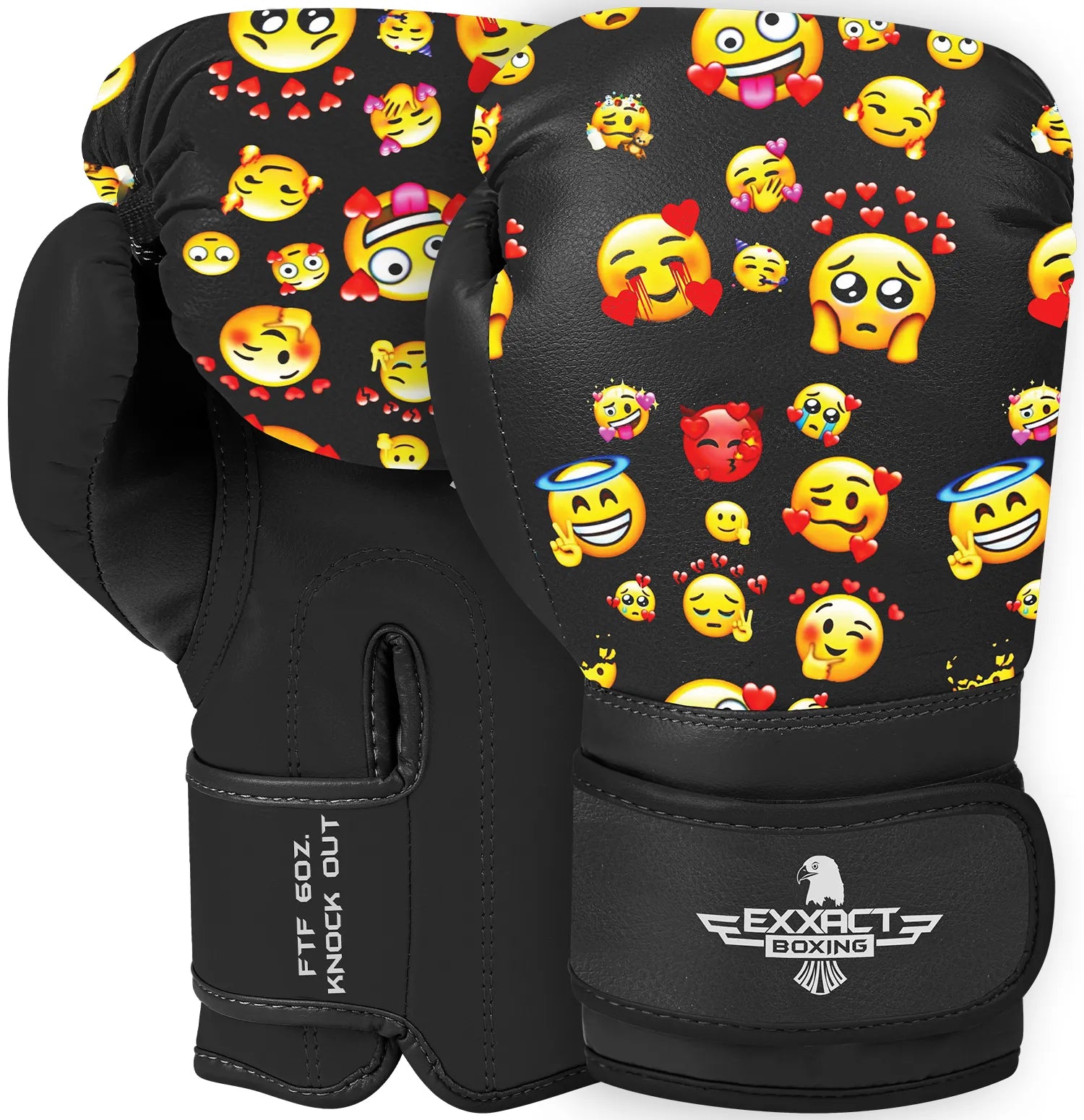 Kids Printed Knockout Boxing Gloves with Padded Protection (Smiley)