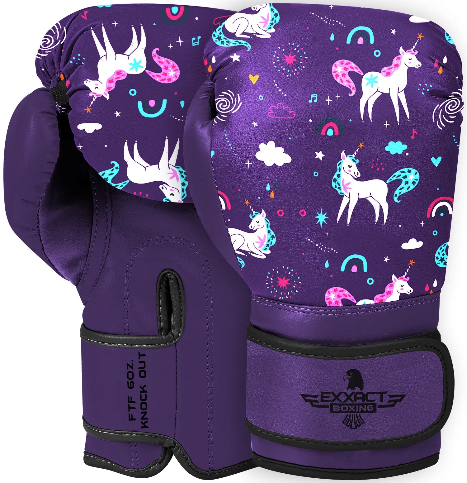 Kids Printed Knockout Boxing Gloves with Padded Protection (Unicorn)