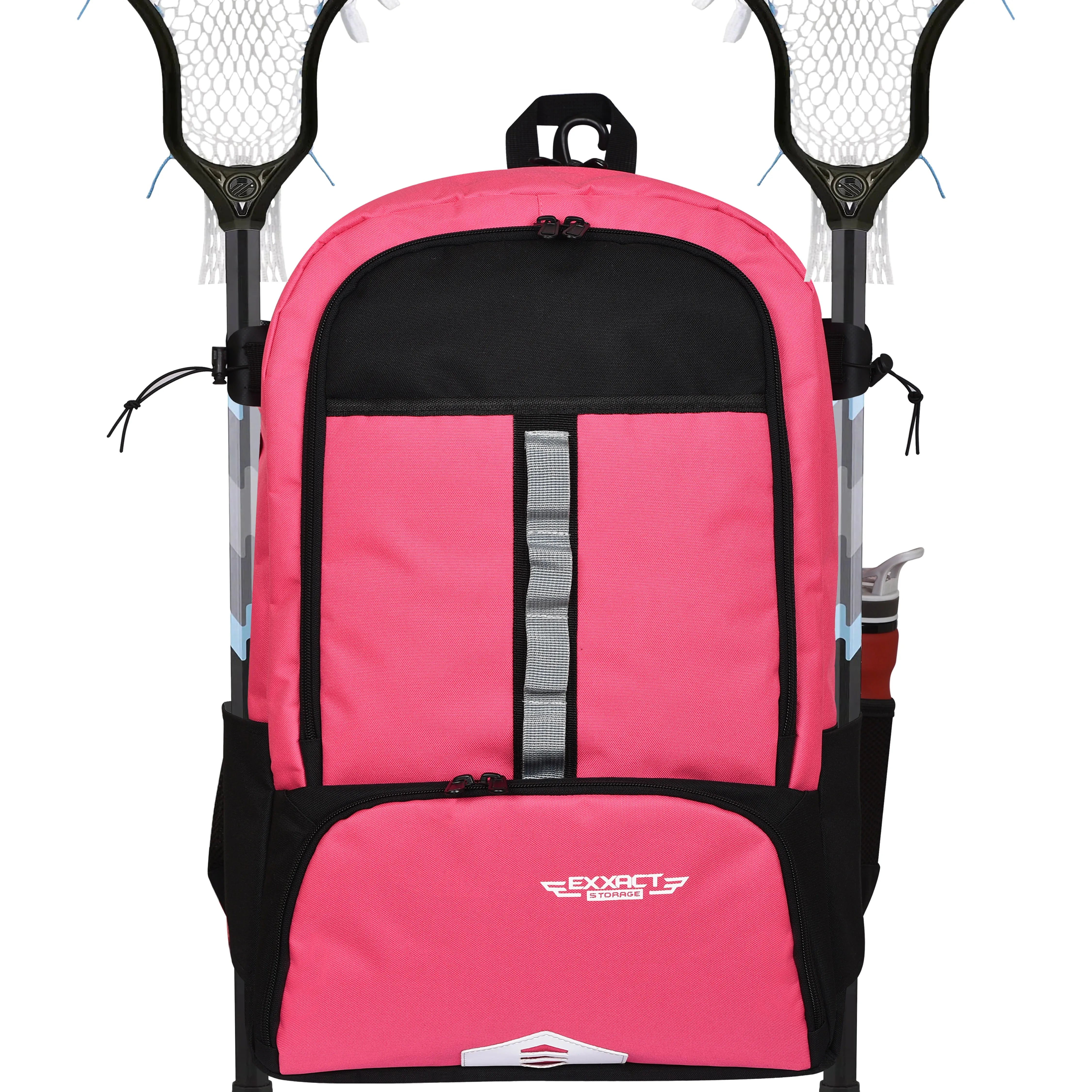 Pink Lacrosse Bag with Two Stick Holders and Cleats Compartment