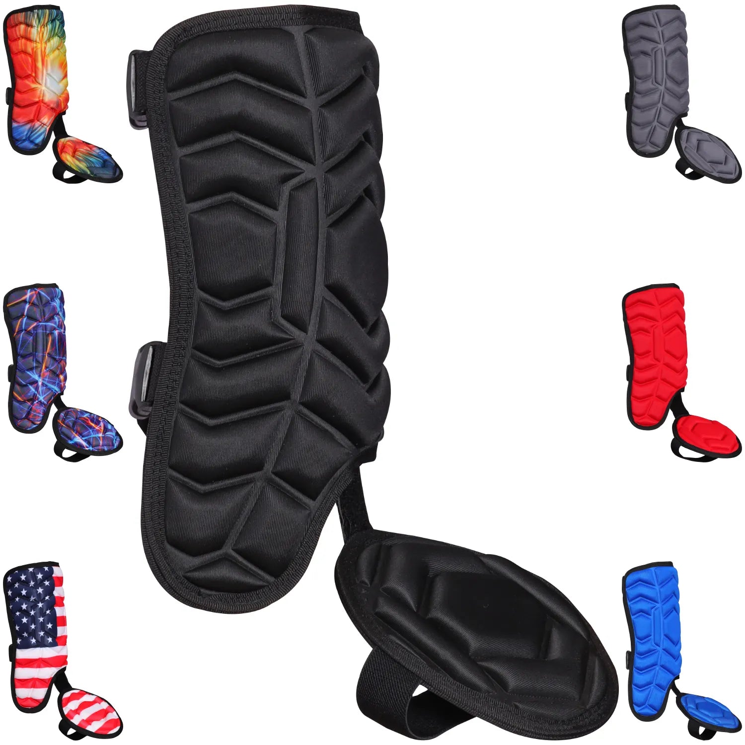 Baseball Batter's Leg Guard with Adjustable Straps Black