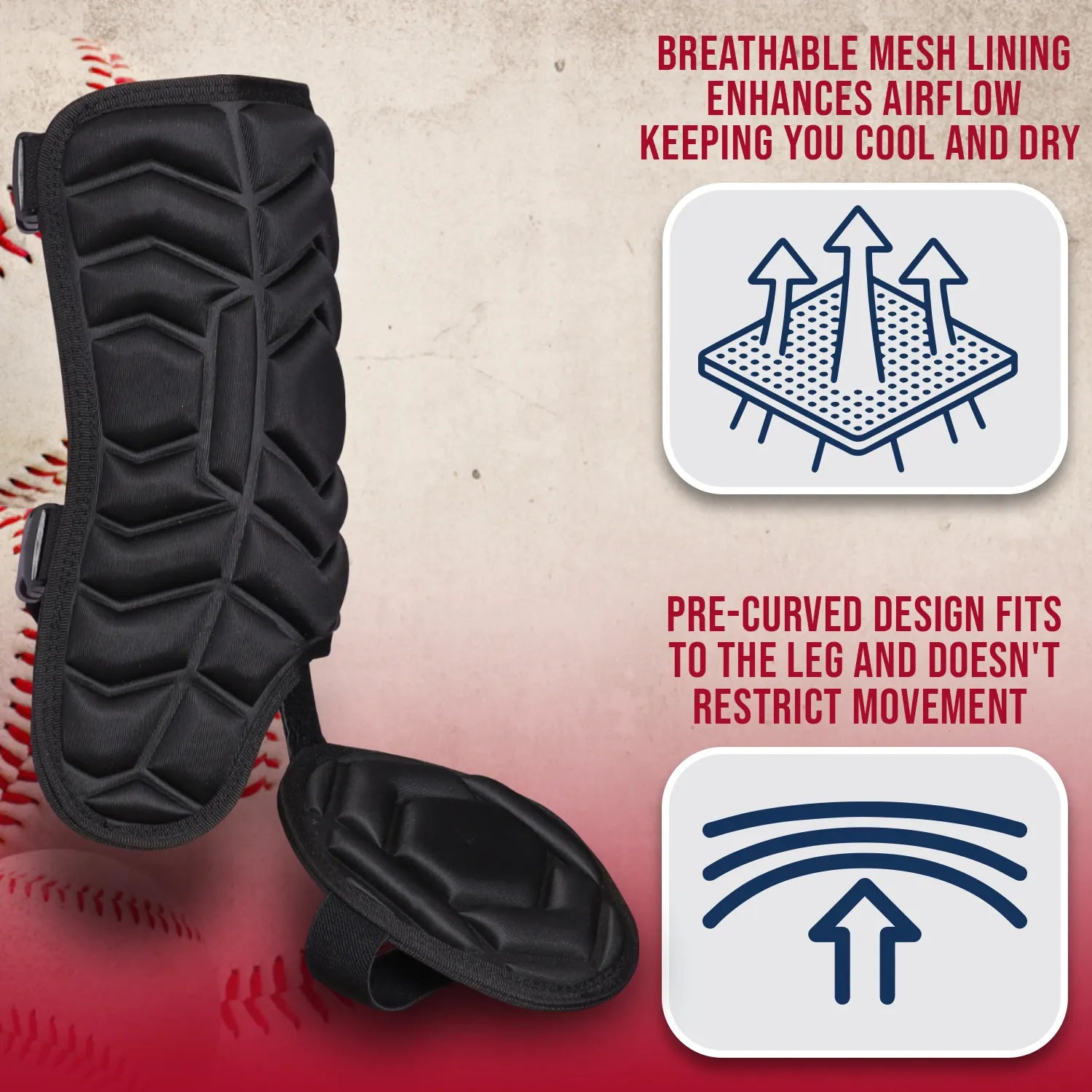 Baseball Batter's Leg Guard with Adjustable Straps Lazer