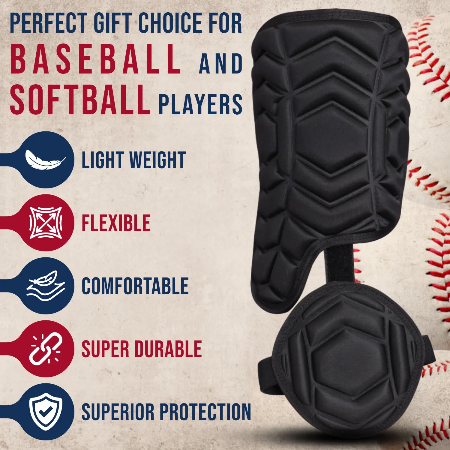 Baseball Batter's Leg Guard with Adjustable Straps Lazer