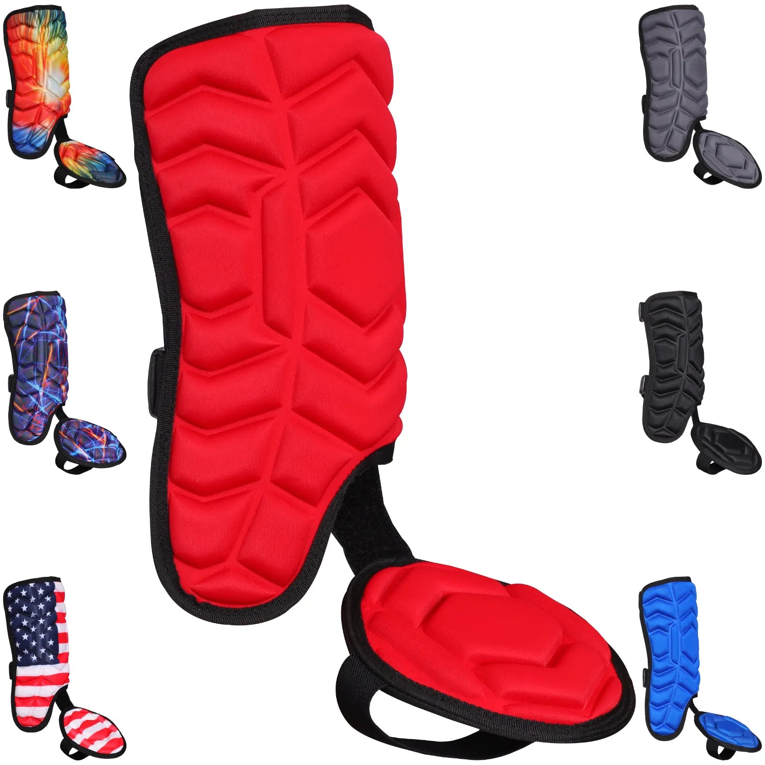 Baseball Batter's Leg Guard with Adjustable Straps Red