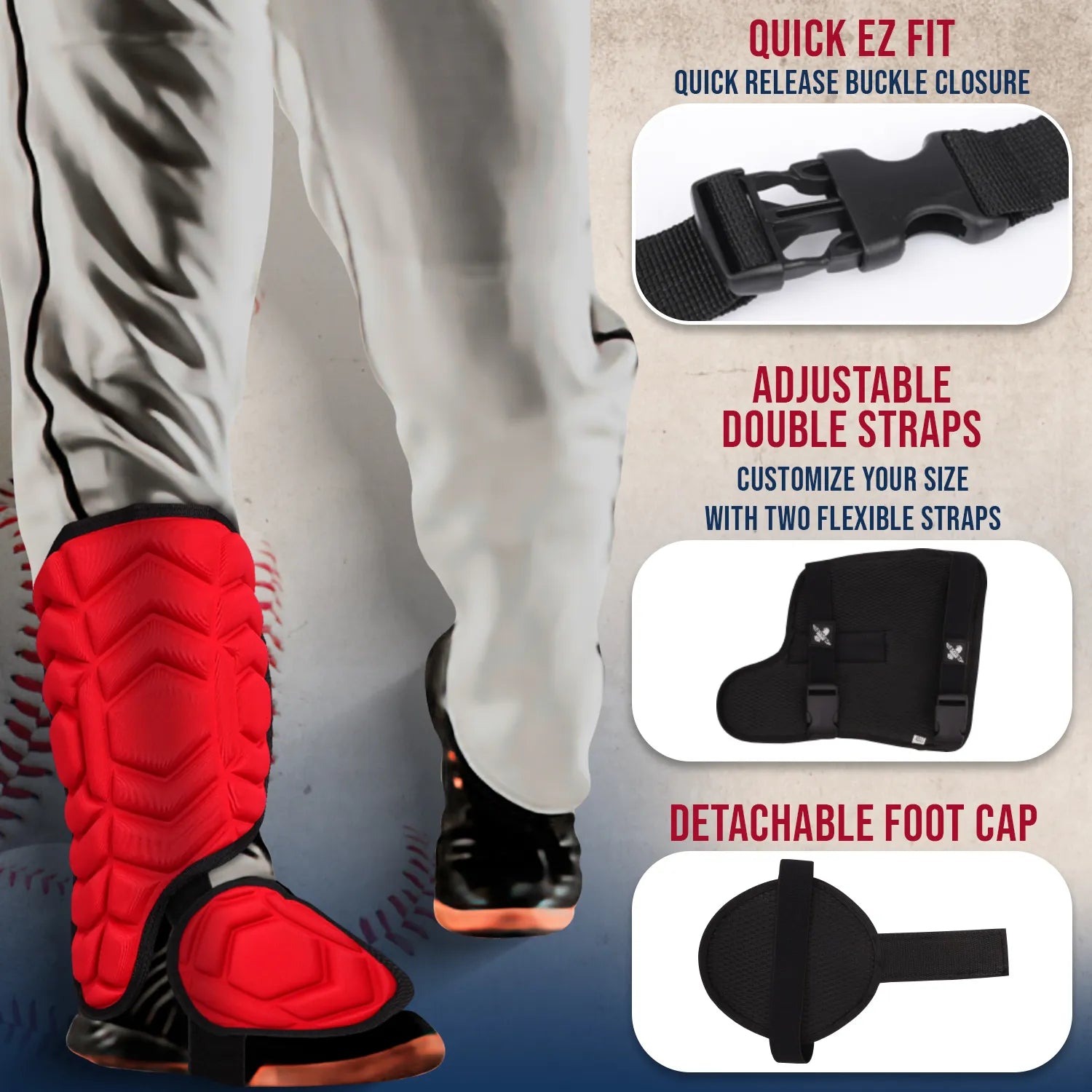 Baseball Batter's Leg Guard with Adjustable Straps Lazer