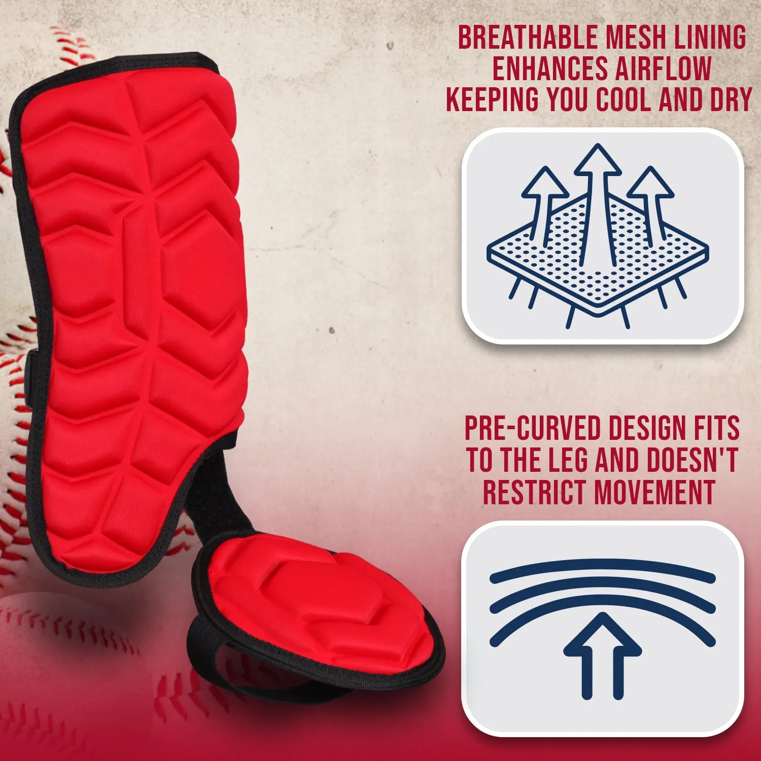 Baseball Batter's Leg Guard with Adjustable Straps Lazer