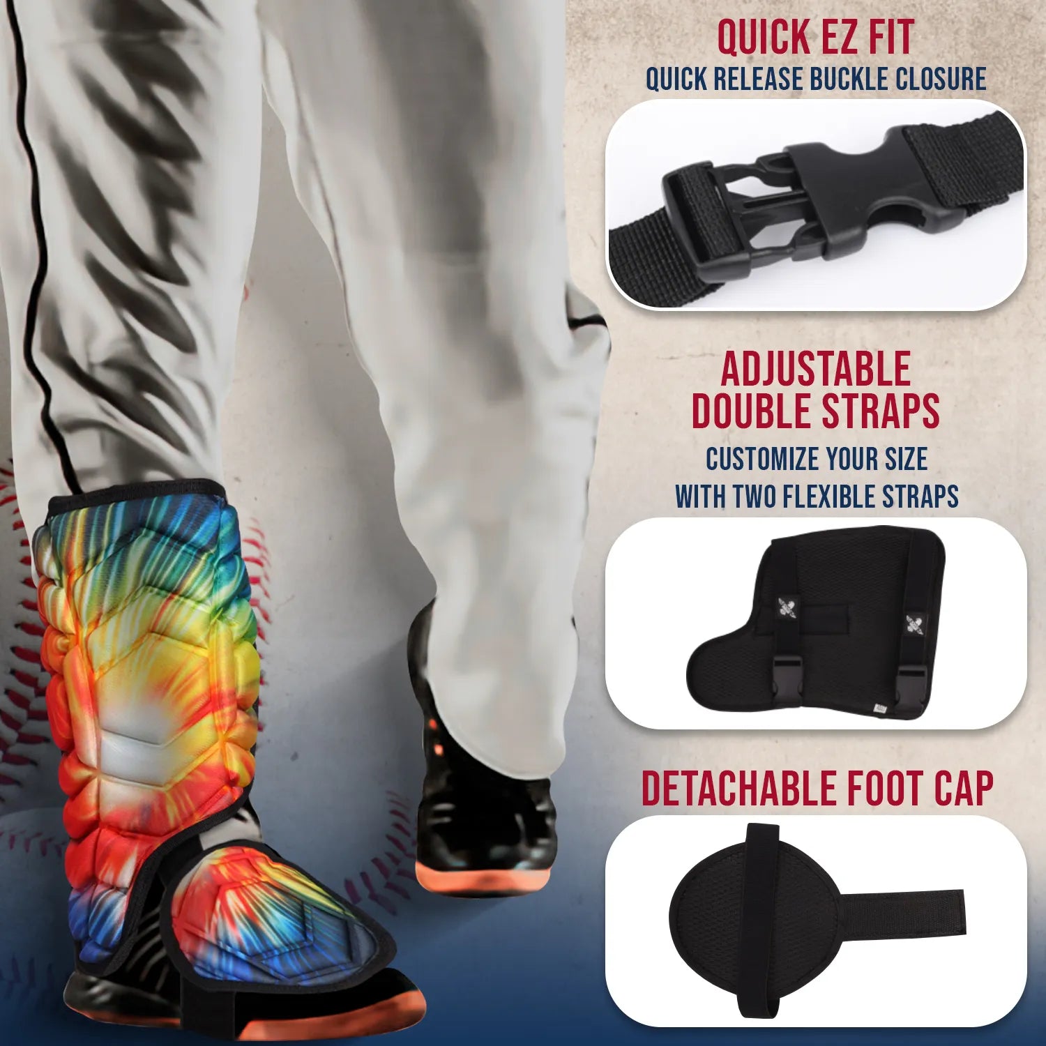 Baseball Batter's Leg Guard with Adjustable Straps Lazer